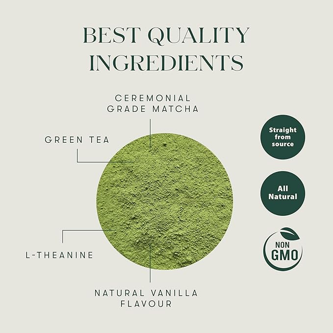 Luxmi Estates Vanilla Matcha with Priobiotics (50 g) Organic Matcha Tea Rich in Antioxidants Tea for Relaxing