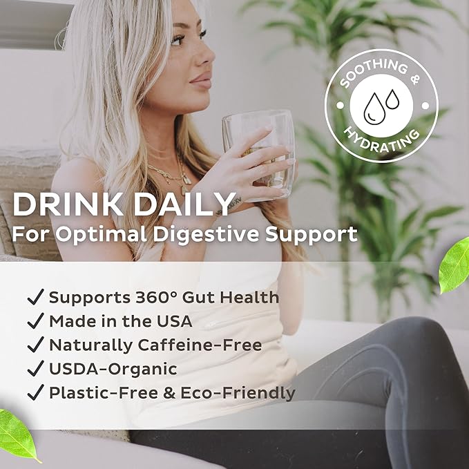Trust Your Gut Organic Herbal Tea Blend – Lemon Balm Holy Basil Dandelion &amp Ginger Root – Supports Healthy Digestion &amp Gut Balance – Apple Cider 30 Bags