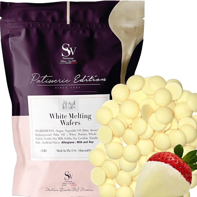 White Melting Chocolate Candy Melts | White Chocolate Melts 5 Lbs| Melting Chocolate Wafers Chips in Healthy Resealable Packaging Perfect for Baking Dipping Chocolate Fountain Fondue Coating Wafer
