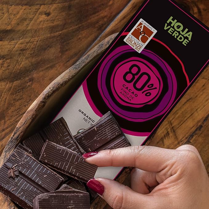 Hoja Verde Organic Dark Chocolate 80% Dark Chocolate I Vegan Gluten Free Soy Free Non GMO Paleo