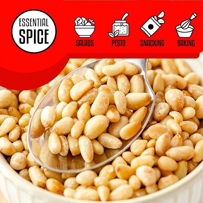 Essential Spice Organic Pine Nuts 25 lb – Buttery Delicate &amp Naturally Sweet – Raw Shelled Pine Nuts for Pesto Salads Baking &amp Gourmet Cooking