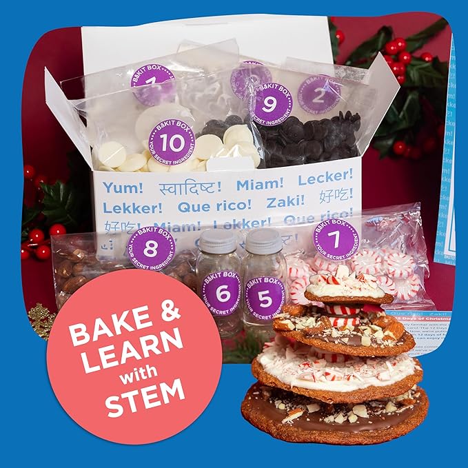 BāKIT Box Holiday Peppermint Trees Kit for Kids | DIY Christmas Cookie Decorating Kit | Fun Gingerbread House Alternative Great Gift for Boys and Girls