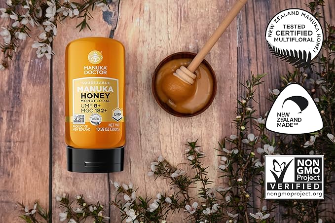 MANUKA DOCTOR - MGO 182+ SQUEEZY and MGO 825+ Manuka Honey Monofloral Value Bundle 100% Pure New Zealand Honey. Certified. Guaranteed. RAW. Non-GMO