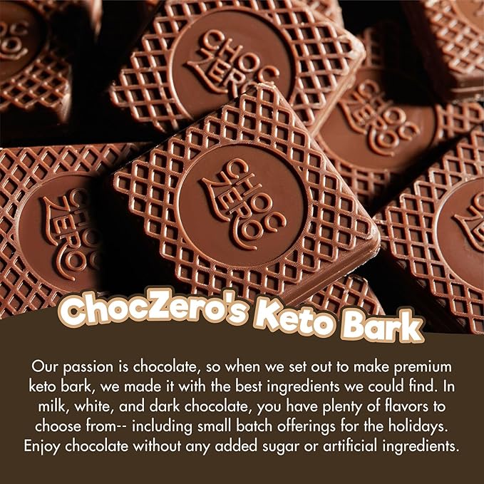 ChocZero Milk Chocolate Almond Bark No Added Sugar Low Carb High Fiber Keto Friendly No Sugar Alcohols (4 Count 3.2oz Boxes)