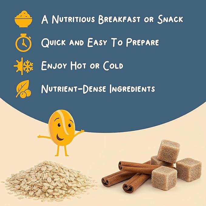 Dozy Oats Overnight Oatmeal 15-Serving Big Batch Bag. Gluten-Free Natural Source of Protein and Fiber Cinnamon and Brown Sugar 750g