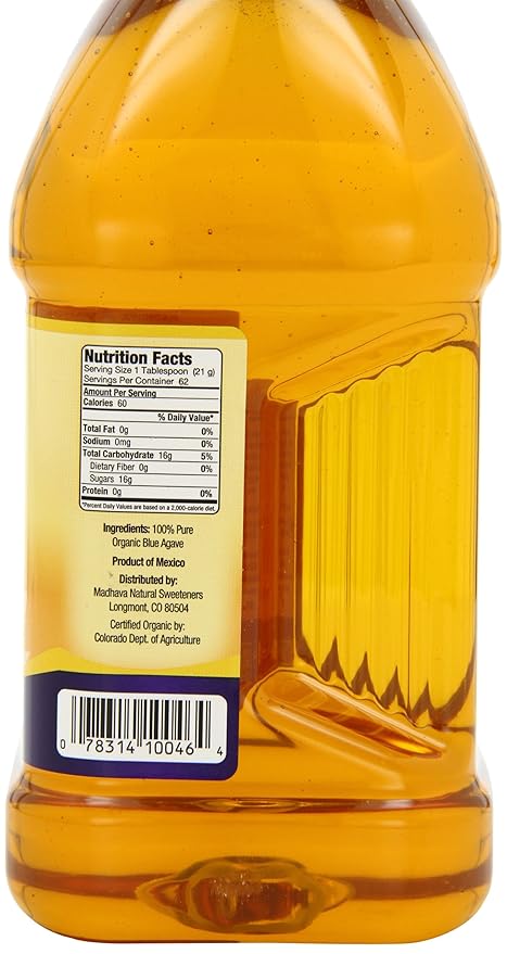 Madhava Organic Light Agave 100 Pure Blue Nectar Sugar Alternative Vegan Non Gmo Natural Liquid Sweetener 46 Oz. Pack Of 2