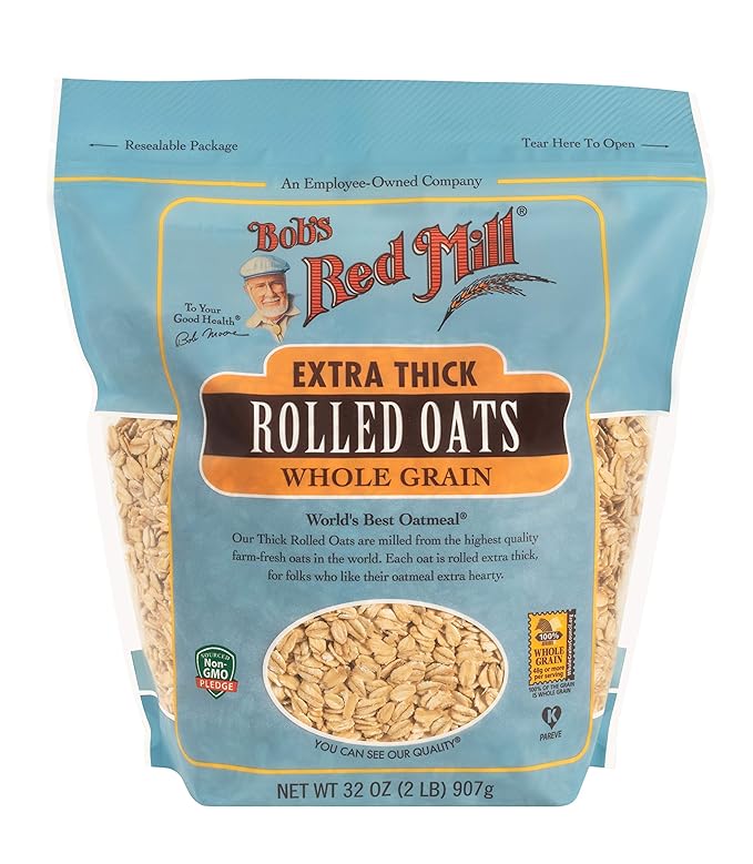 Bob's Red Mill Extra Thick Rolled Oats 32oz (Pack of 4) - Non GMO Whole Grain Vegan Kosher