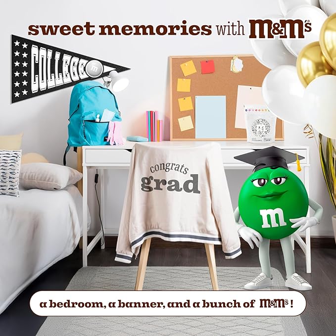 M&ampM’S WORLD Class of 2026 Milk Chocolate Candies 2 Pounds of White Bulk Candy Printed With Grad-Themed Images Resealable Bag for Graduation Parties Grad Gifts DIY Favors &amp More