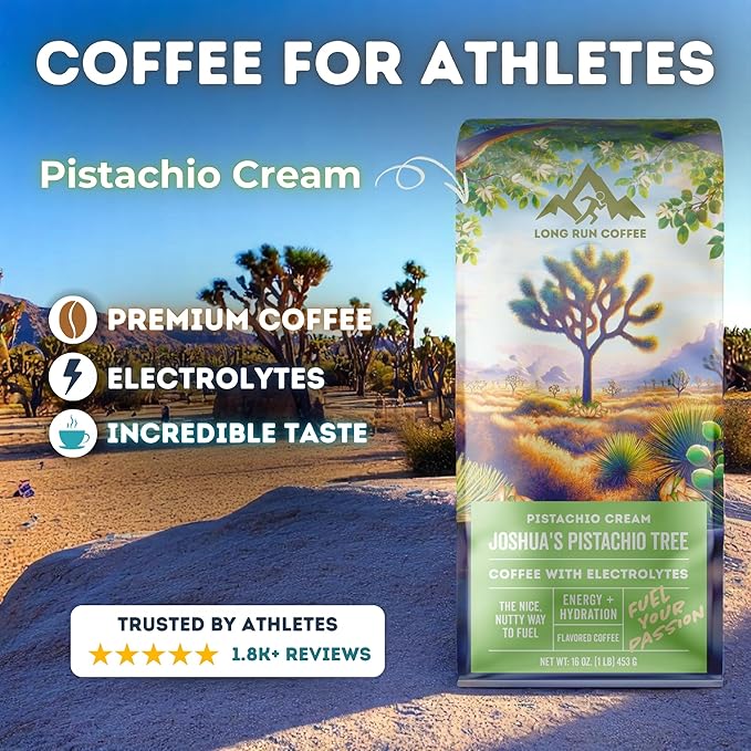 Long Run Coffee – Hydrating Coffee with Electrolytes – All Natural Energy + Hydration + Recovery for Athletes – Stomach Friendly Electrolyte Coffee for Runners (5 lb Pistachio Cream)