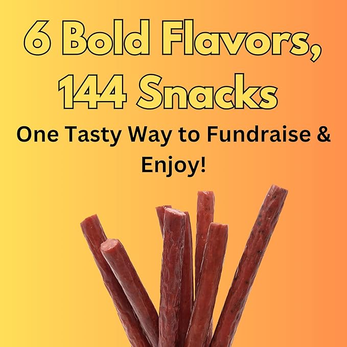 Western's Smokehouse Meat Sticks Fundraising Bulk Meat Stick Variety Pack of 144 24 Sticks per Flavor (1 Ounce)