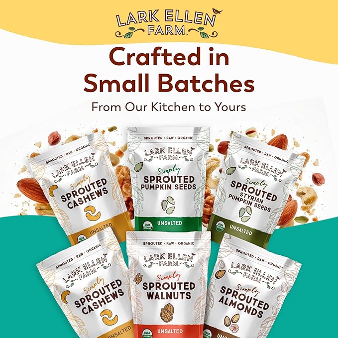 Lark Ellen Farm Organic Sprouted Walnuts – Raw Unsalted Keto-Friendly Healthy Vegan Snack Gluten-Free 10 Oz 3 Pack
