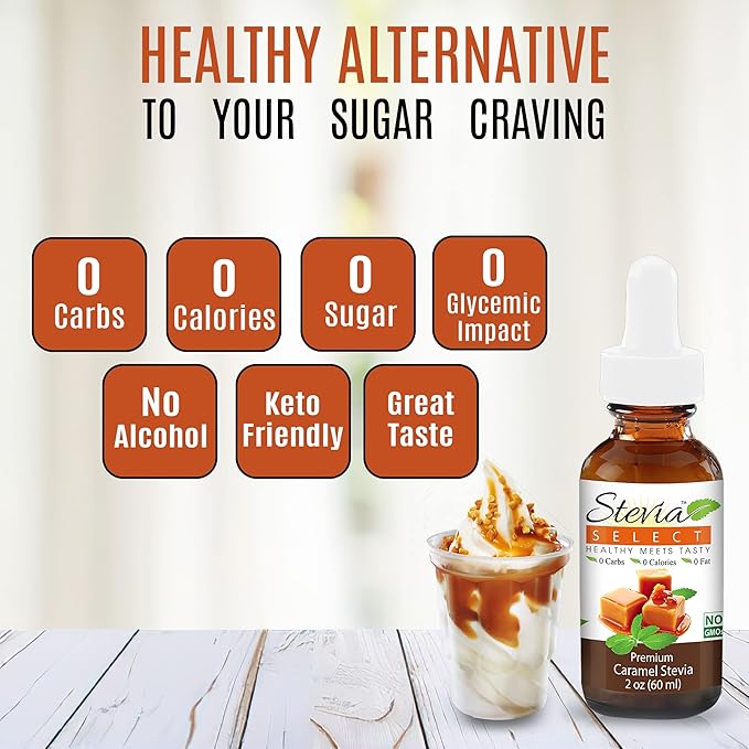 Stevia Drops Butterscotch Irish Cream &amp Caramel Stevia Select Keto Coffee Sugar-Free Stevia Flavors Bundle (3) Pack