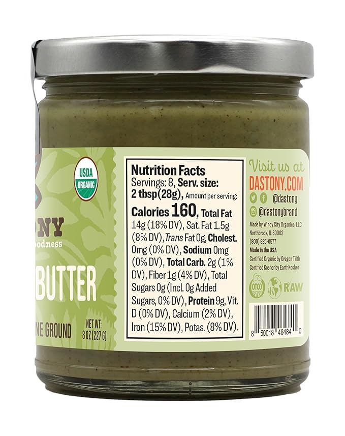 Dastony Organic Raw Hemp Seed Butter 8 oz | Only One Ingredient | Vegan Paleo and Keto Friendly Non GMO Gluten-free - Pack of 3