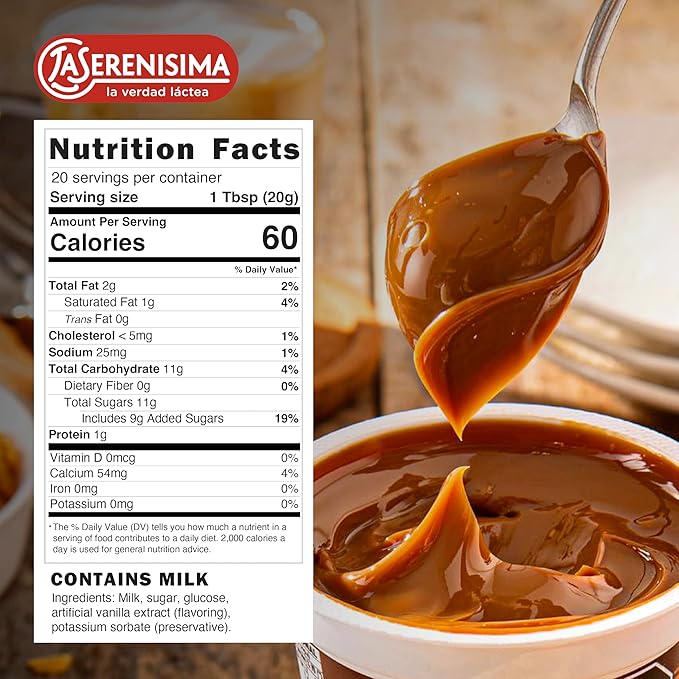 La Serenísima Dulce de Leche - Authentic Milk Caramel Spread from Argentina - Gluten-Free Creamy Caramel Sauce for Baking Desserts - Rich Flavor for Pancakes Waffles - 14.1 Ounce (Pack of 4)