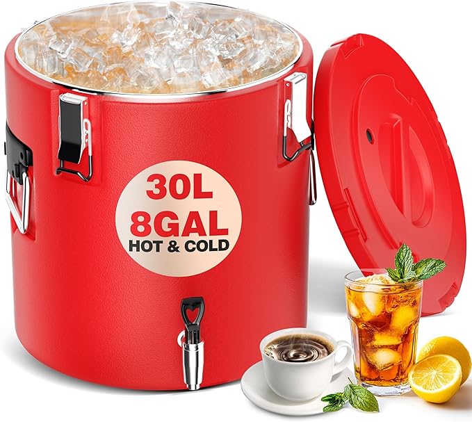 WantJoin Insulated Beverage Dispenser - 8 Gallon Hot and Cold Drink Container with 304 Stainless Steel Interior for Iced Coffee Juice Chocolate Tea Milk Restaurant Party Sports Camping