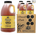 HONEY FEAST Raw Black Gum Tupelo Honey 3 Pounds (Pack of 4) Unfiltered &amp Pure Superfood – From Organic American Floral Sources