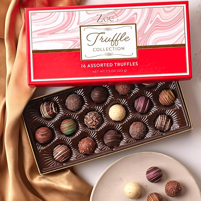 CRAVINGS BY ZOE Birthday and Anniversary Chocolate Truffles Gift Box | 16 Count | Chocolate Candy Gifts | Gourmet Assorted Chocolate Food Gift Basket | Birthday Gifts for Women Men Mom Dad Adults Coup