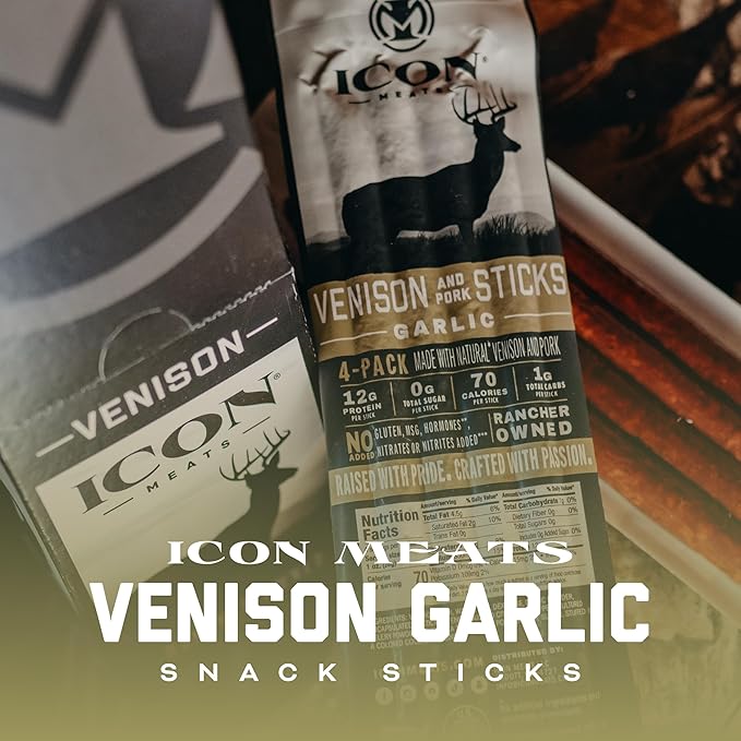 ICON Meats Snack Sticks Sampler 6 Pack High Protein Snacks Assorted Bison Elk Venison &amp Pork Jerky 4 Meat Sticks per Pack Gluten Free Low Sugar Made in the USA Gifts for Him