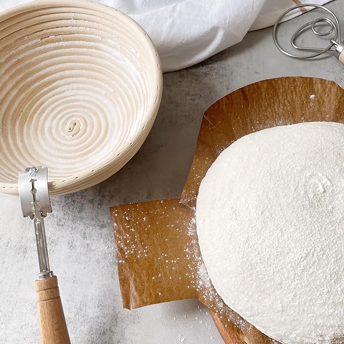 Banneton Bread Proofing Basket Banneton Basket Set Sourdough Proofing Basket Round Proofing Bowls Handmade Rattan Baskets and Liners (Oval &amp Round Baking Set)