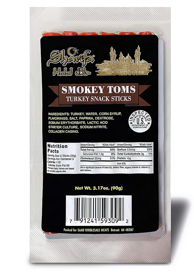 Sharifa Halal Turkey Snack Sticks (5 Pack) Each Bag 2.85oz