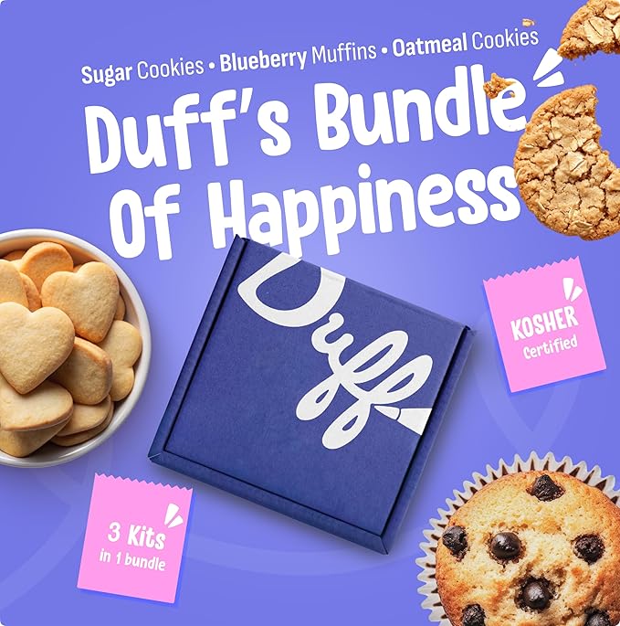 Baketivity x Duff Goldman Gluten Free Baking Kits Bundle Oatmeal Coconut Cookies Sugar Cookies &amp Blueberry Muffins – Family Baking Fun for Kids &amp Parents