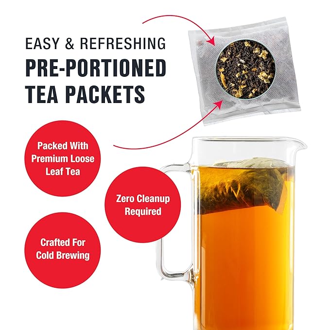 Tiesta Tea - Lemon Black Cold Brew Loose Leaf Lemon Citrus Black Tea Premium High Caffeinated Blend Cold Brew Packets Makes 64 oz of Pitcher Per Bag (Pack of 10)