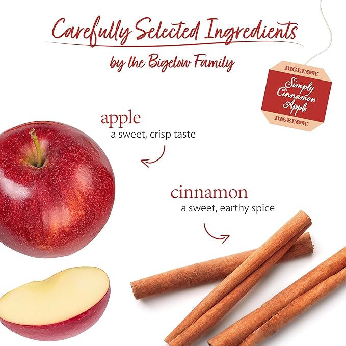 Bigelow Tea Simply Cinnamon Apple Herbal Tea Caffeine Free (Pack of 6) 108 Total Tea Bags