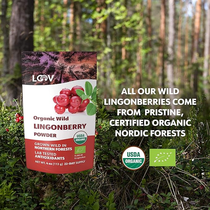 Bundle – 2 items: LOOV Organic Wild Blueberry Powder and Organic Wild Lingonberry Powder
