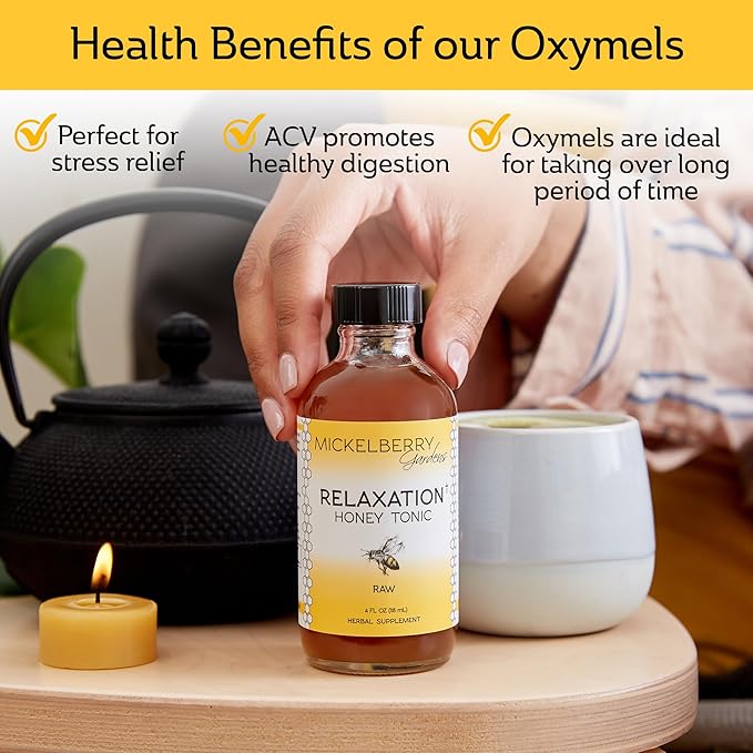 Mickelberry Gardens Relaxation Honey Tonic – Natural Tension Relief &amp Sleep Support with Chamomile Lavender &amp Organic Herbs – 4 Oz (Pack of 2)
