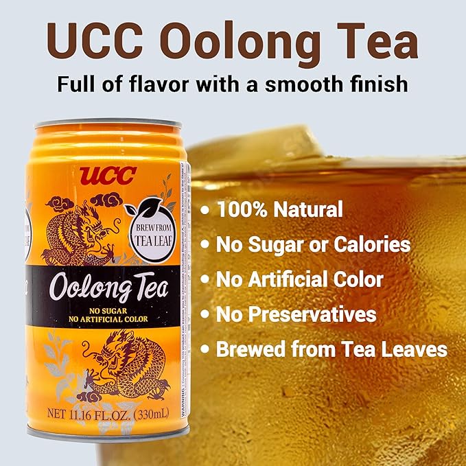 UCC Japanese Oolong Tea Drink 11.1-Ounce Cans Pack of 24 No Sugar No Artificial Flavors or Coloring Refreshing Canned Beverage Authentic Taste Perfect Healthy Drink