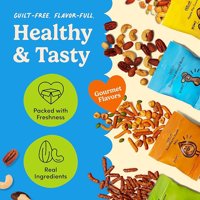 Nuts.com - Nuts and Dried Fruits Snack Box – Gourmet Mix Assortment for Festive Gifts – Package Includes Mixed Nuts Dried Apricots &amp Fruits Trail Mix Heat Mix and Apple Pie Crunch