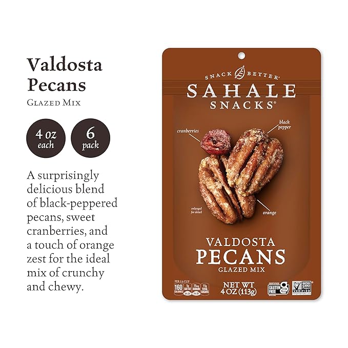 Sahale Snacks Valdosta Pecans Glazed Mix 4 Ounces (Pack of 6)