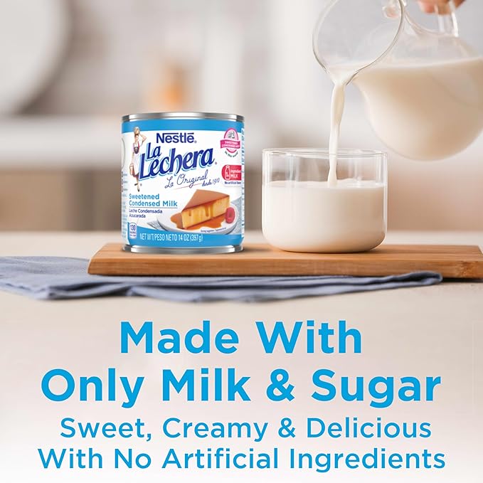 Nestlé La Lechera Sweetened Condensed Milk Shelf Stable Evaporated Milk Canned 12 Pack