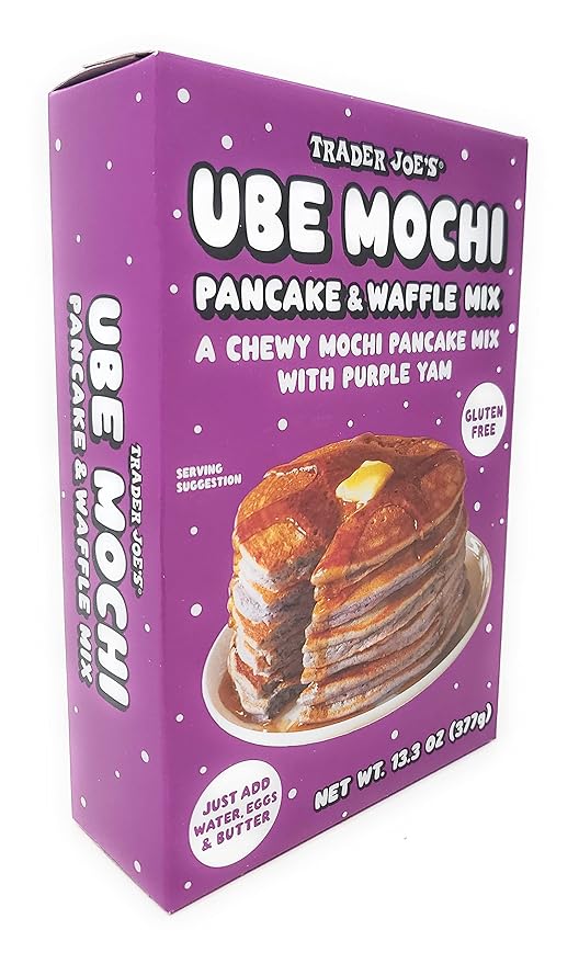 Trader Joe's Limited Edition Ube Mochi Pancake &amp Waffle Mix Gluten Free Net Wt. 13.3 Oz (377g) - Pack of 2