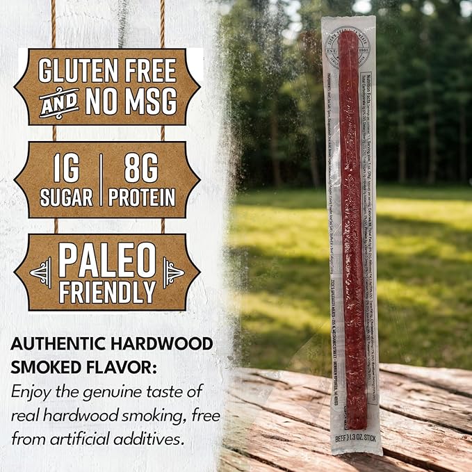 Zick's Hardwood Smoked Original Beef Meat Snacks 1.3oz | Gluten-Free Paleo Friendly No Hormones or MSG High Protein Clean Ingredients On-the-Go Individually Wrapped Sticks | Beef - 12 Pack