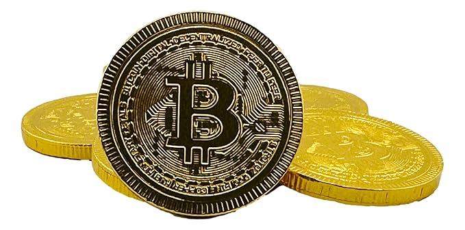 Bitcoin Chocolate Coins – 3 lb Bulk Box 240 Belgian Milk Chocolate Coins in Gold Foil – Kosher OUD Crush-Proof Packaging – Crypto Gift – Foiled Again!