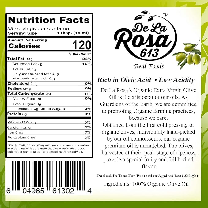 De La Rosa Organic Extra Virgin Olive Oil &amp Raspberry Vinegar 100% Pure Raw &amp Unfiltered Vegan Kosher Non-GMO &amp Gluten Free Great for Salad Dressing Marinades &amp More 16.9 Oz (Pa