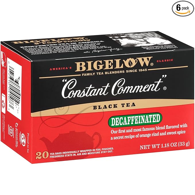 Bigelow Tea Decaffeinated Constant Comment Black Tea Decaf Tea 20 Count Box (Pack of 6) 120 Total Tea Bags