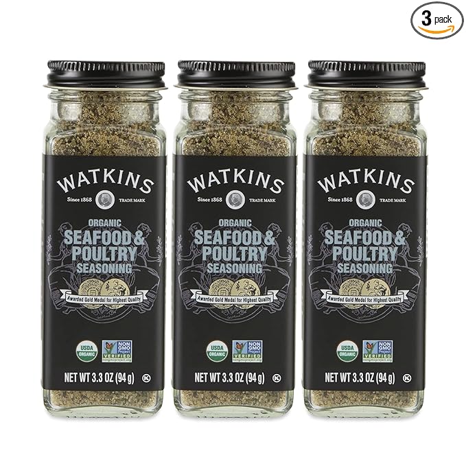 Watkins Gourmet Organic Spice Jar Seafood &amp Poultry Seasoning Jar 3.3 Ounce (Pack of 3)
