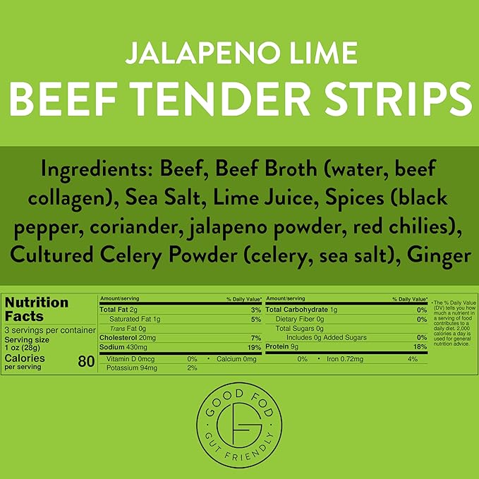 Good Fod Foods Tender Beef Jerky Steak Strips Variety Pack of 3 – Low FODMAP Keto Snacks Gluten-Free Sugar-Free Jerky No Nitrites No Nitrates 100% USA Beef