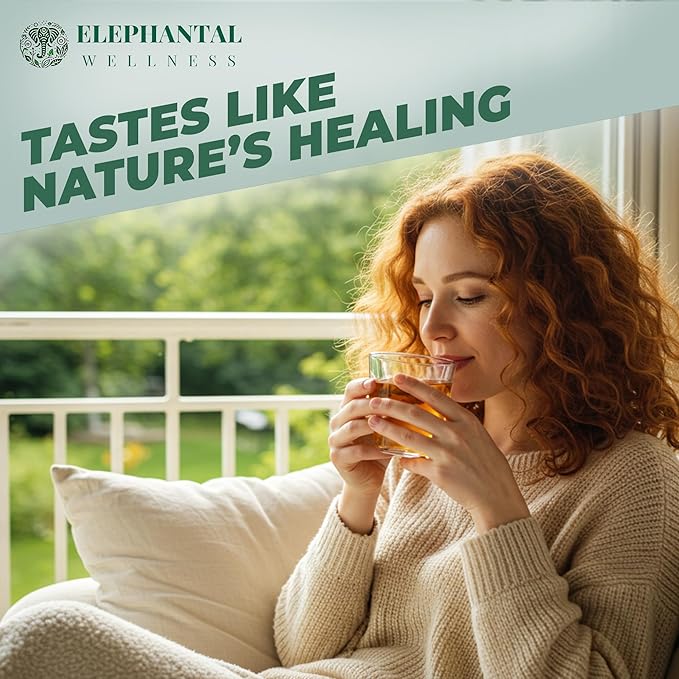 Elephantal Wellness Nerve Ease Herbal Tea | Calming Nervous System Support with Chamomile Tea Passionflower Lemon Balm Tea Valerian &amp St. John’s Wort | Loose Leaf Caffeine-Free 2oz 20 Servin