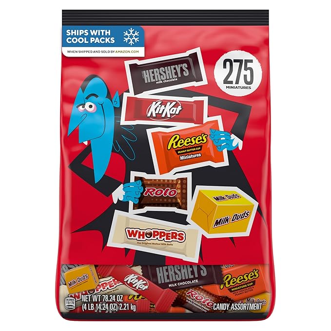 Hershey Miniatures Assorted Flavored Halloween Candy Bulk Bag 78.24 oz (275 Pieces)