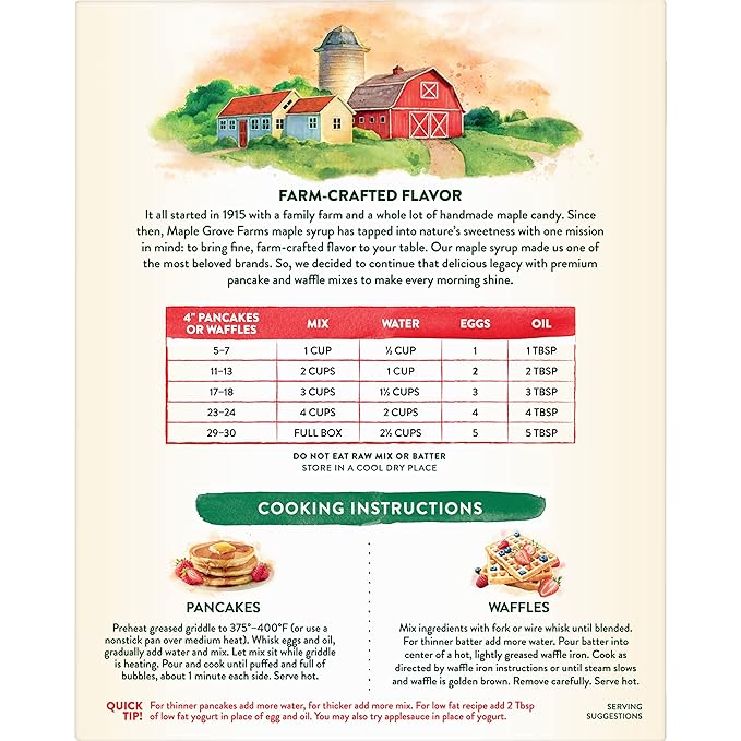 Maple Grove Farms Pancake &amp Waffle Mix Honey Buckwheat 24 Ounce (Pack of 6)