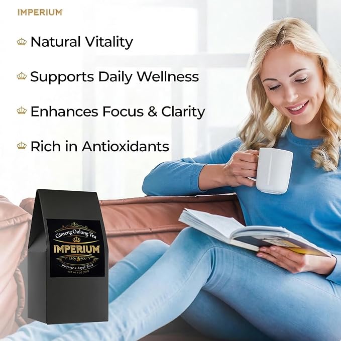 Imperium Ginseng Oolong Loose Leaf Tea (4oz) Hand-Picked Premium Oolong Brews 100 Cups Naturally Energizing Beverage Bold Earthy Flavor Delicate Floral Aroma Refreshing and Focused Experience