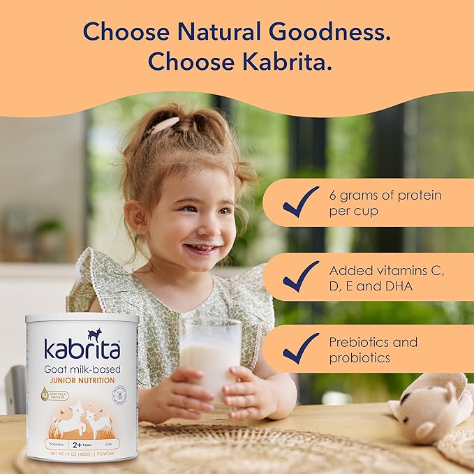 Kabrita Junior Goat Milk Powder for Kids - Easy to Digest for Ages 2-7 - Immunity Boosting Containing Vitamin C D E Protein &amp Calcium - Non-GMO Gentle on Sensitive Tummies - 14 Oz (Pack of 6)