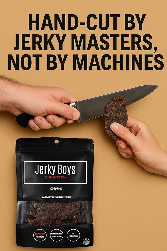 Jerky Boys Premium Beef Jerky Original 3.25 oz 2 Pack High Protein Low Carb No Preservatives Beef Snack