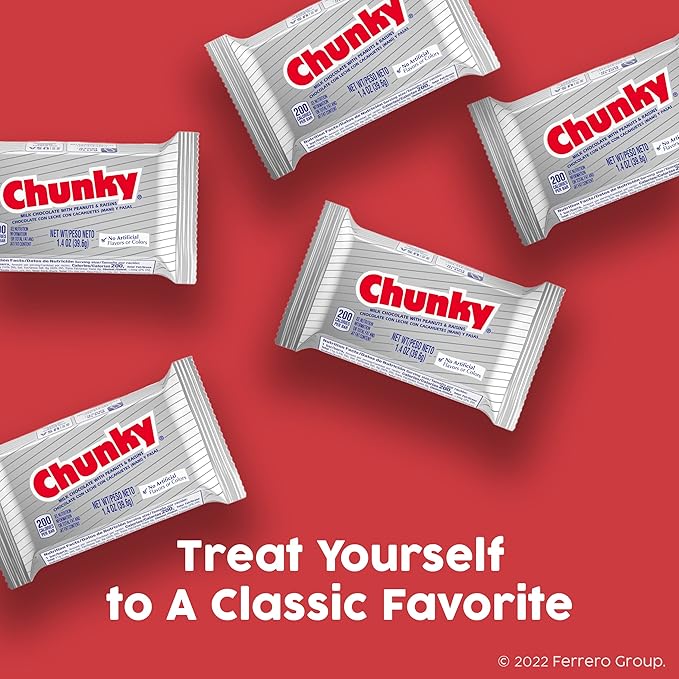 Chunky Giant Milk Chocolate Candy Bar 12 Count Bulk Individually Wrapped Ferrero Candy 4.2 oz