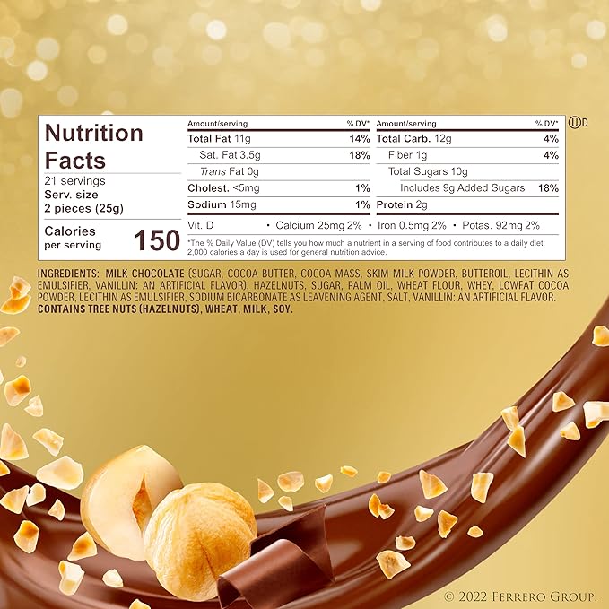 Ferrero Rocher Premium Gourmet Milk Chocolate Hazelnut Individually Wrapped Candy for Gifting 42 Count (Pack of 2)