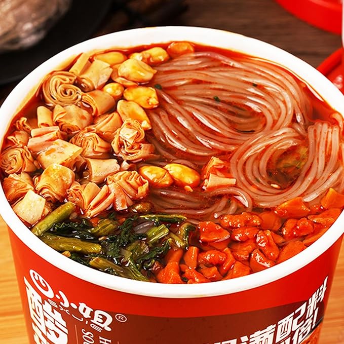 Hot and Sour Noodle Soup Mix Cups Instant Ramen Noodle Cup Pot Glass Noodles Vermicelli Noodles Noodle Soup Spicy Szechuan Flavor 6 Pack/7oz