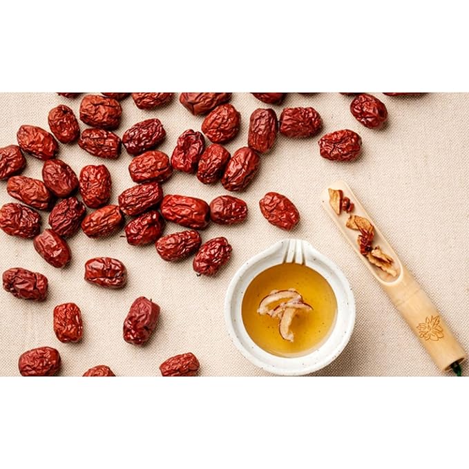 GAGOPA Dried Jujube Fruit – 100% Korean Red Dates Naturally Sweet Flavor Caffeine-Free Herbal Infusion Great for Tea Soups &amp Samgyetang 500g Bulk Pack